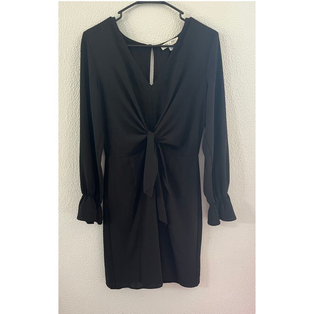 She + Sky Knot Long Sleeve Midi Dress - Black Size S - Picture 2 of 8